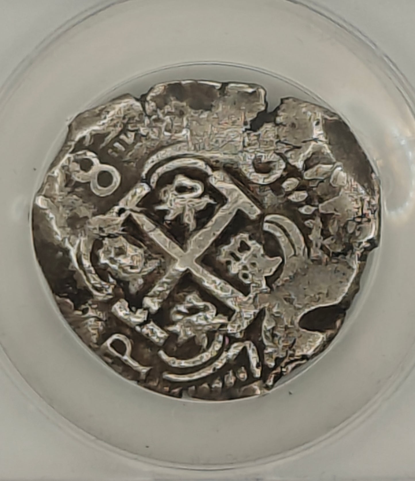 1743 Bolivia 8 Reales COB P, C VF-30 ANACS