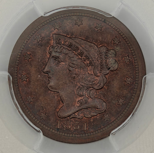 1851 Half Cent MS-63 PCGS (Brown)