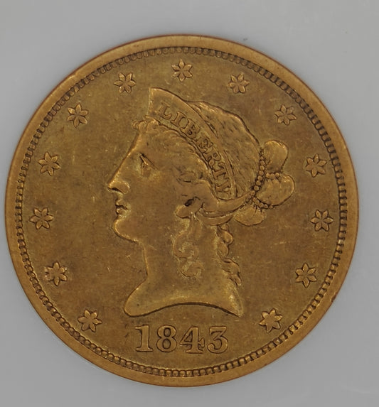 1843-O $10 Liberty Gold Eagle XF-40 NGC