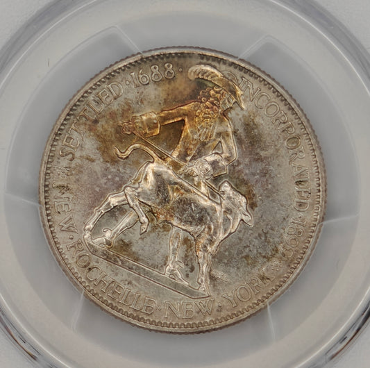 1938 New Rochelle Commemorative Half Dollar MS-64 PCGS (Toned)