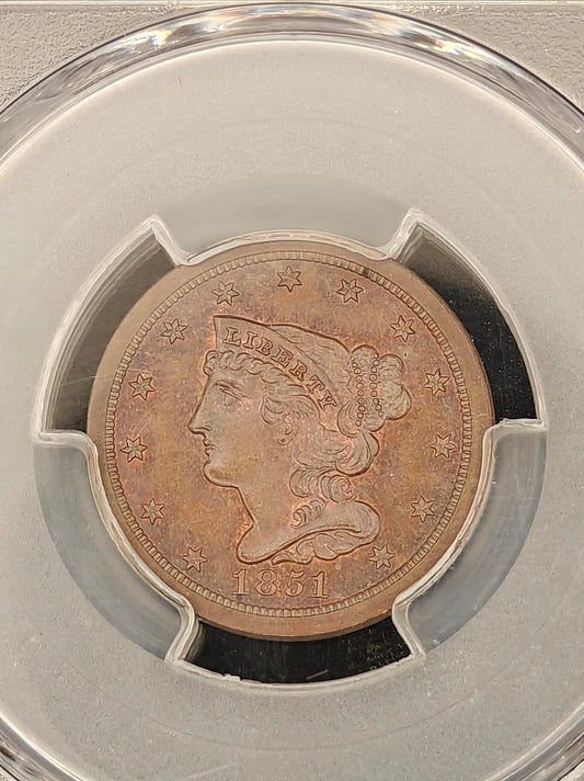 1851 Braided Hair Half Cent MS-63 PCGS (Brown)