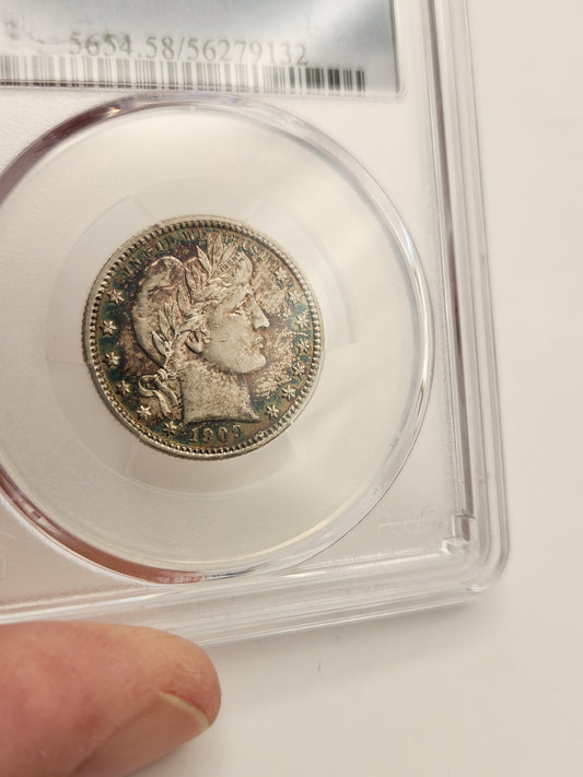 1909-D Barber Quarter AU-58 PCGS (Beautiful Toning)
