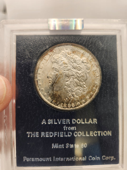 1896 Morgan Dollar MS-64 NGC (Redfield Hoard, Beautiful Toning)
