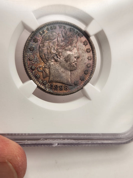 1898 Barber Quarter AU-55 NGC (Toned)