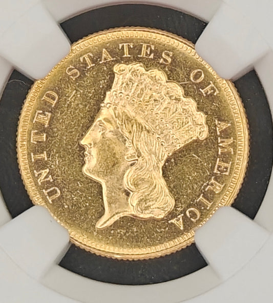 1884 $3 Gold Indian Princess MS-61 NGC (PL)
