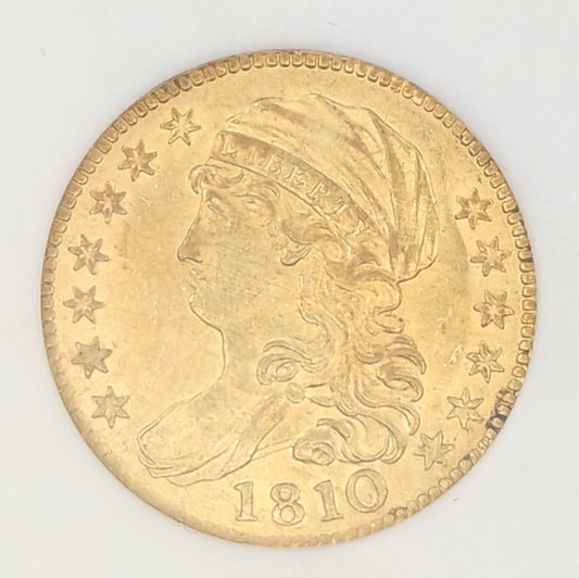 1810 $5 Gold Capped Bust Half Eagle MS-60 NGC (Lg. Date, Lg. 5)