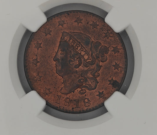 1818 Matron Head Large Cent MS-64 NGC (Red/Brown)