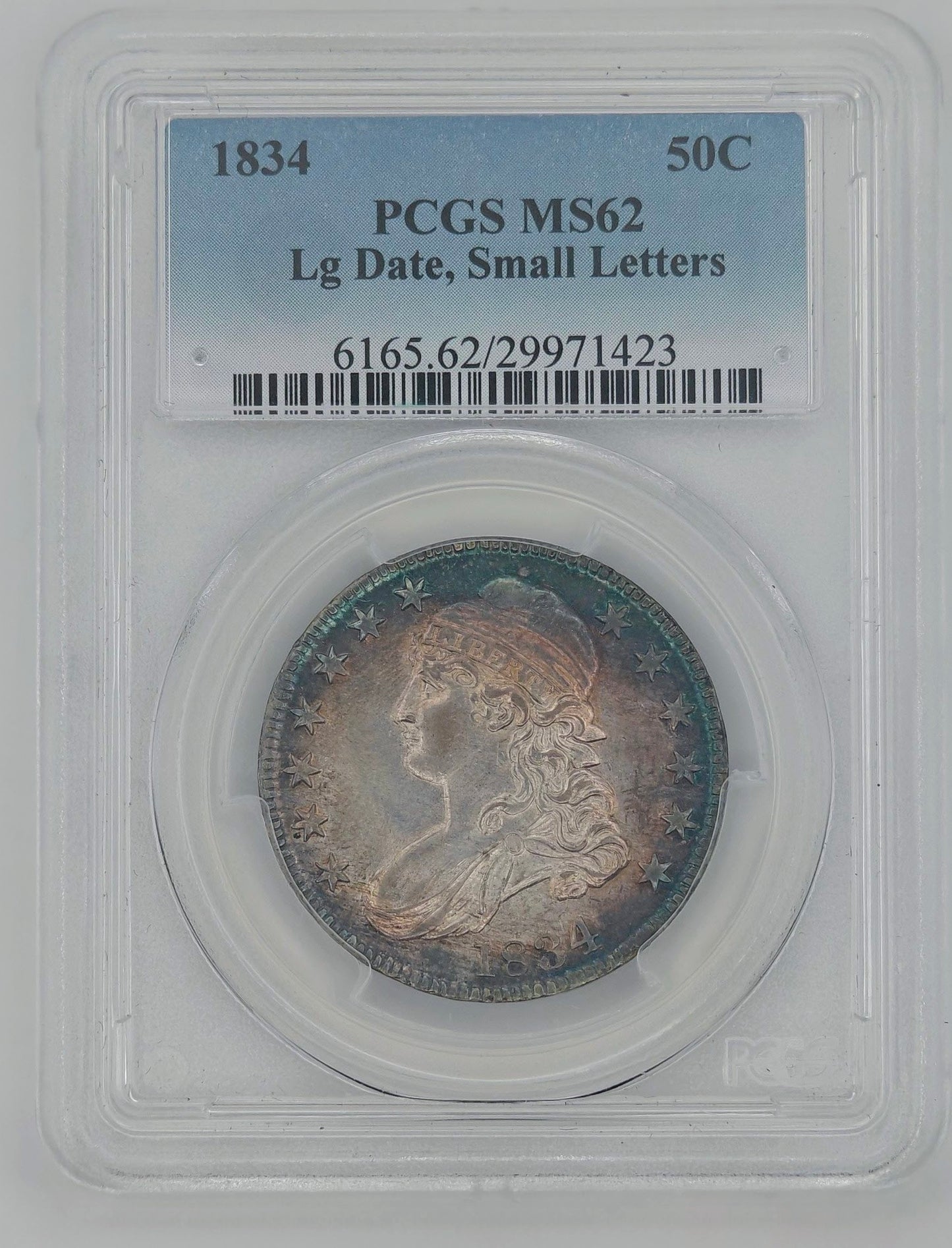 1834 Capped Bust Half Dollar MS-62 PCGS (Large Date, Small Letters)