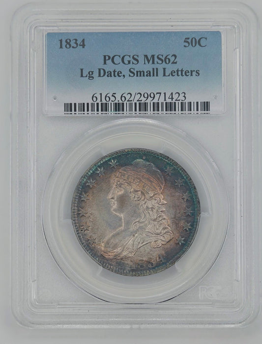 1834 Capped Bust Half Dollar MS-62 PCGS (Large Date, Small Letters)