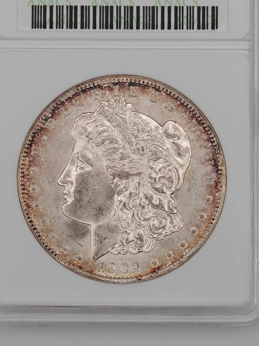 1902-O Morgan Dollar MS-64 ANACS (Beautiful Toning)