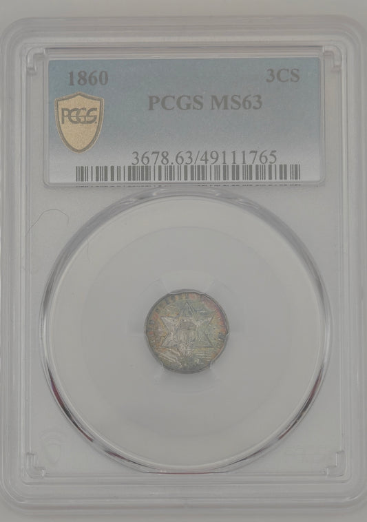 1860 Three Cent Silver MS-63 PCGS