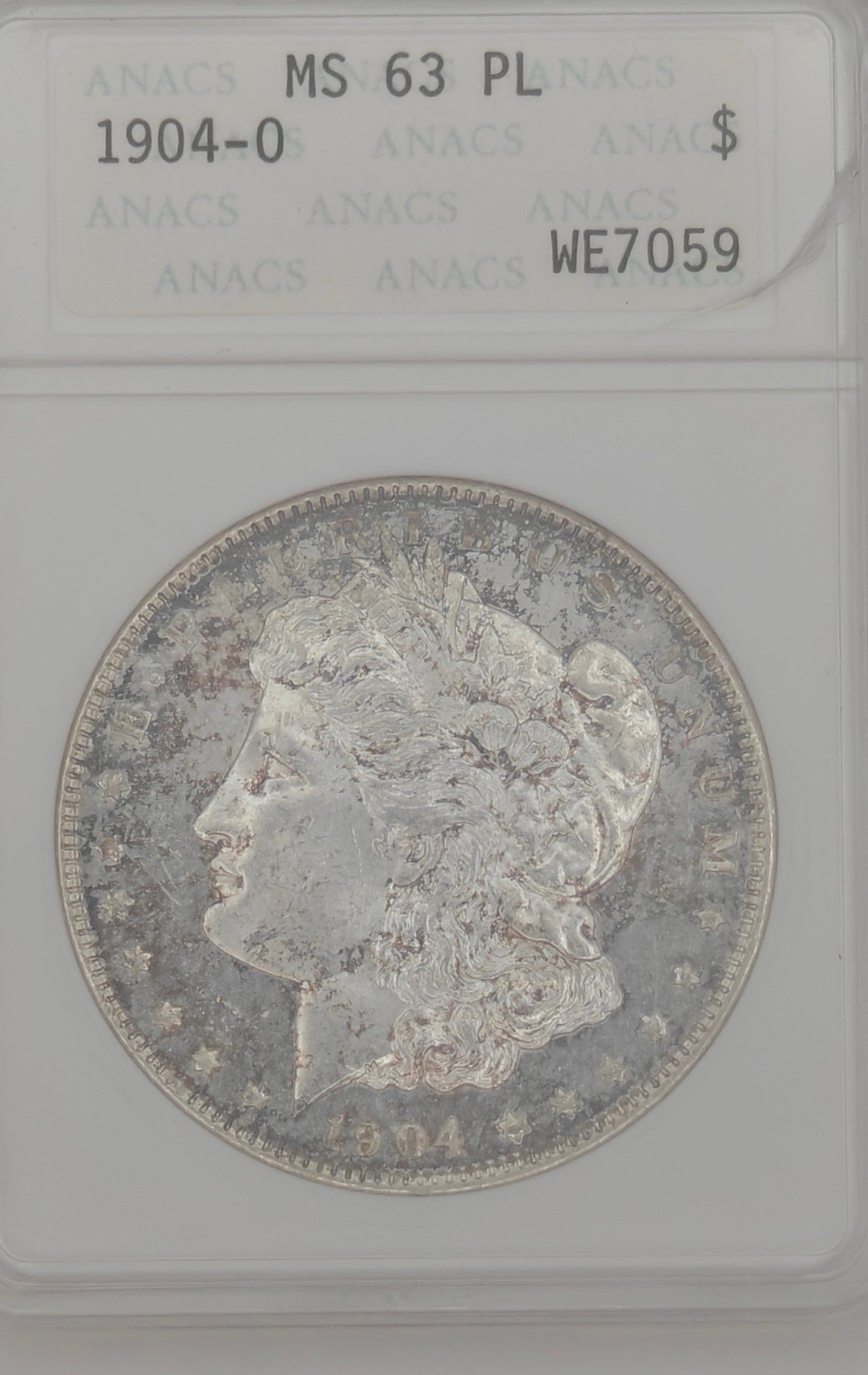 1904-O Morgan Dollar MS-63 PL ANACS (Beautiful Toning)