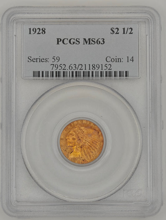 1928 $2.50 Gold Indian Quarter Eagle MS-63 PCGS