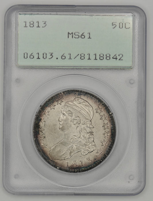 1813 Capped Bust Half Dollar MS-61 PCGS (Rattler)