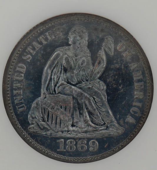 1869 Liberty Seated Dime PF-64 NGC