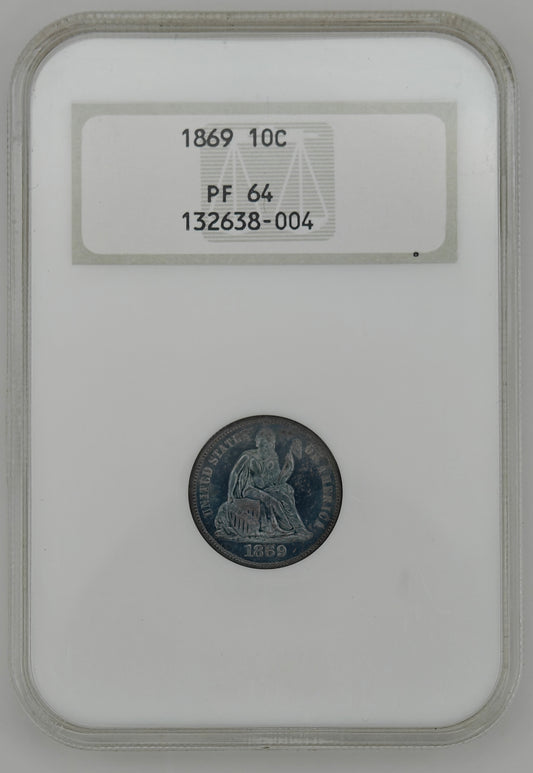 1869 Liberty Seated Dime PF-64 NGC