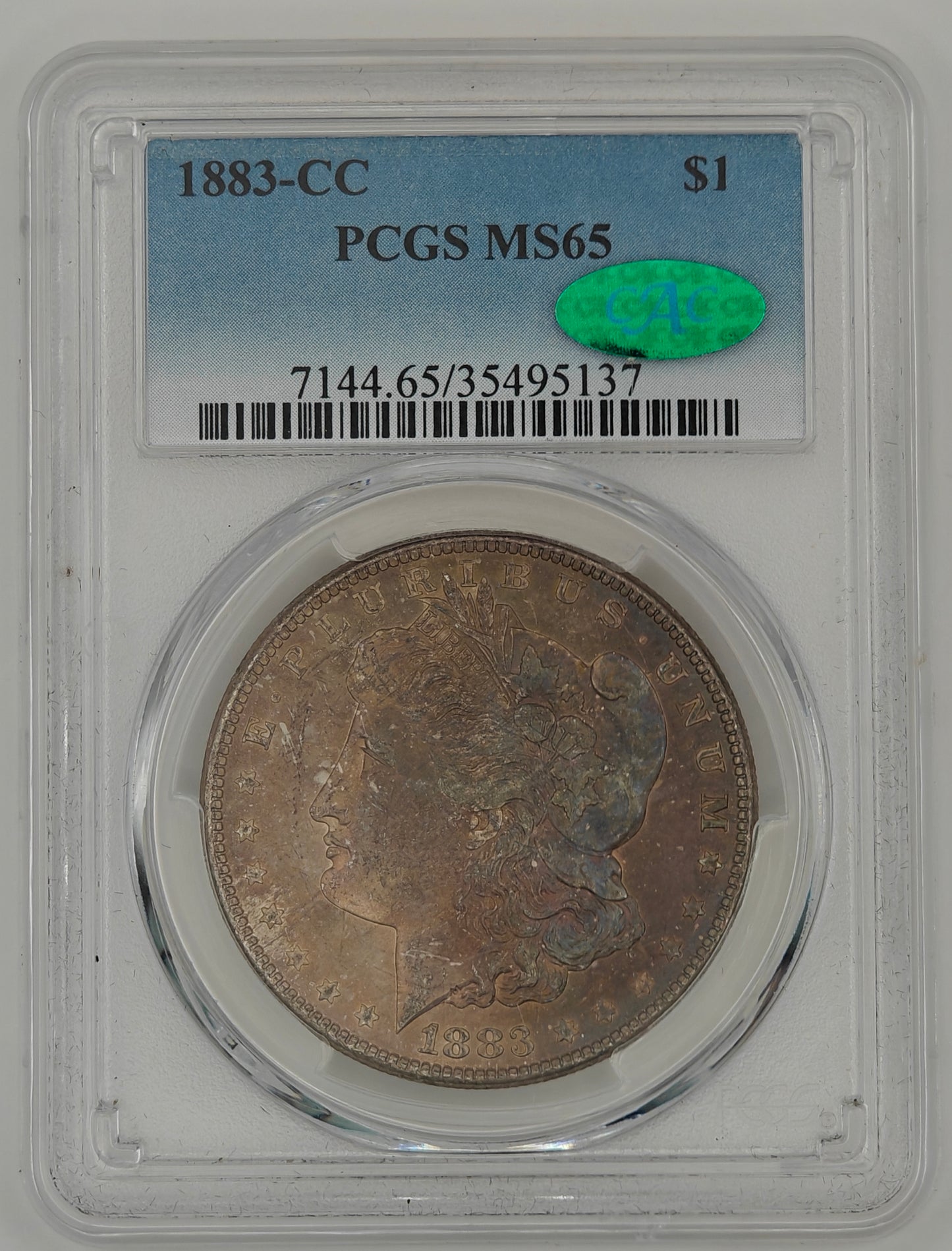 1883-CC Morgan Dollar MS-65 PCGS CAC (Beautiful Toning)