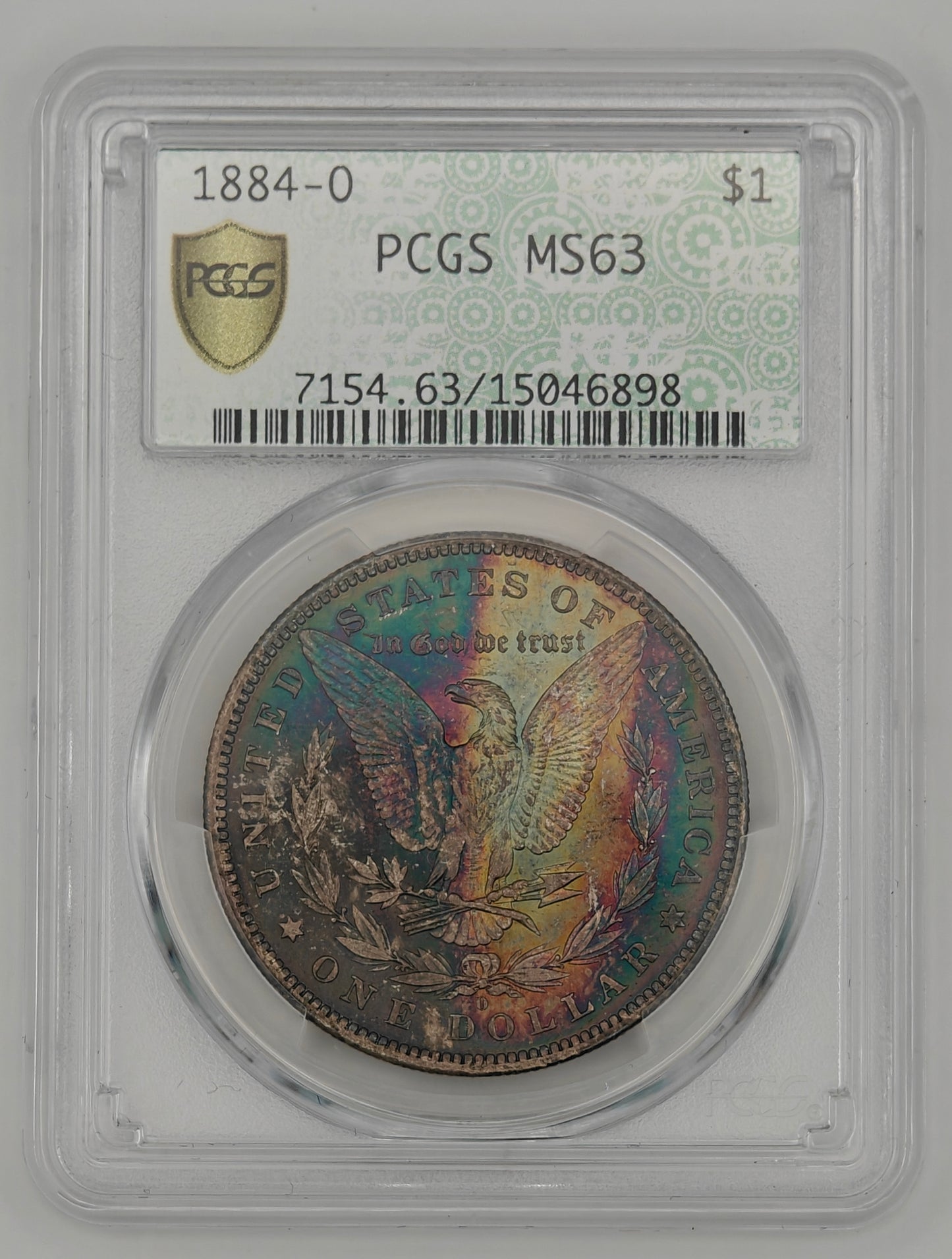 1884-O Morgan Dollar MS-63 PCGS (Rainbow Toned)