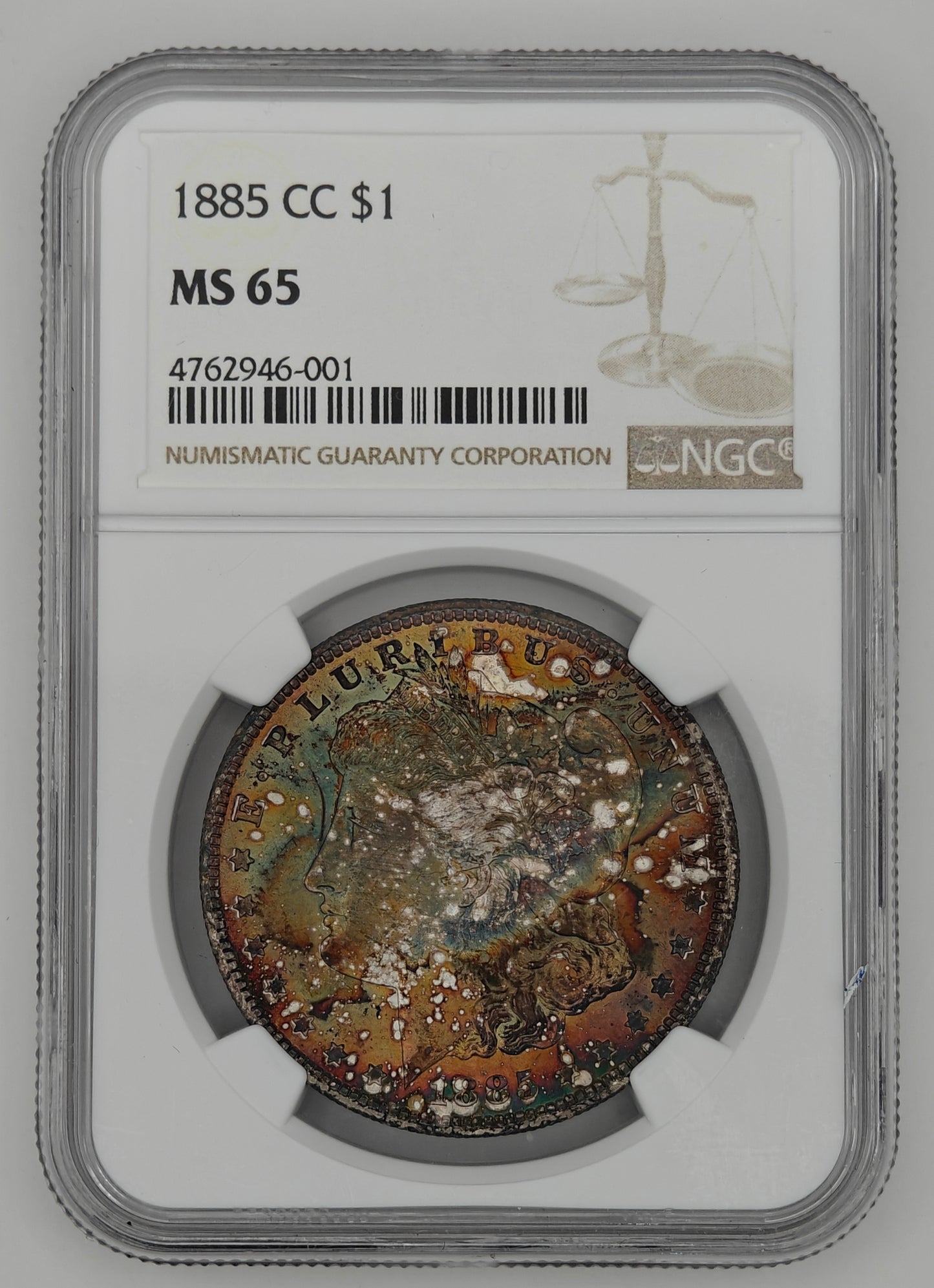 1885-CC Morgan Dollar MS-65 NGC (VAM-4, Beautiful Toning)