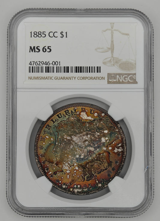1885-CC Morgan Dollar MS-65 NGC (VAM-4, Beautiful Toning)