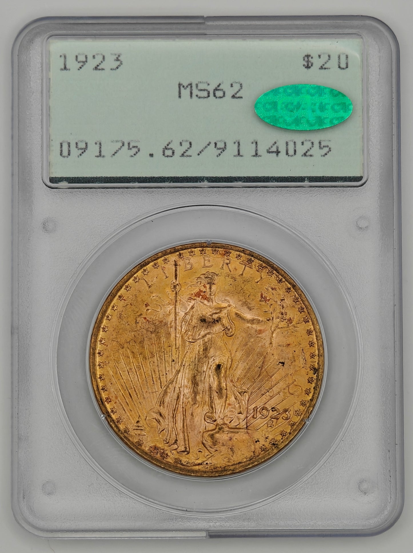 1923 St. Gaudens Gold Double MS-62 PCGS CAC (Rattler)