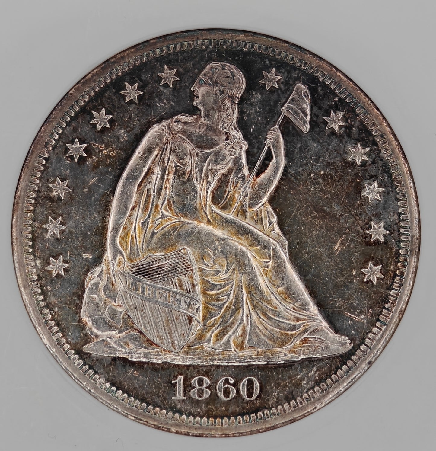 1860-O Liberty Seated Dollar MS-60 (PL) NGC