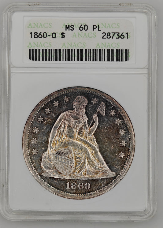 1860-O Liberty Seated Dollar MS-60 (PL) NGC
