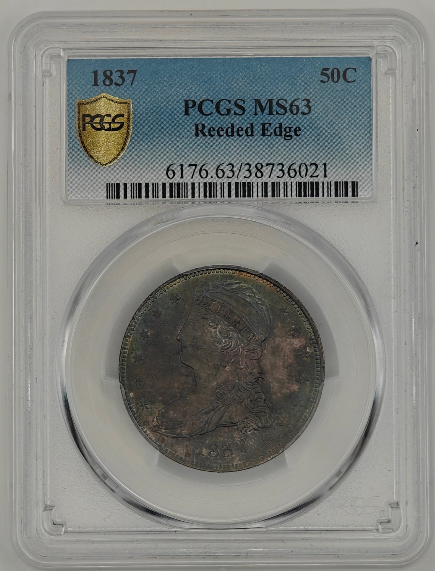1837 Reeded Edge Half Dollar MS-63 PCGS