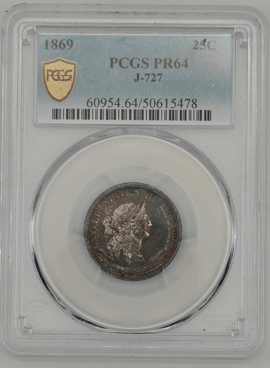 1869 Standard Silver Twenty-Five Cent Pattern PR-64 PCGS (J-727)