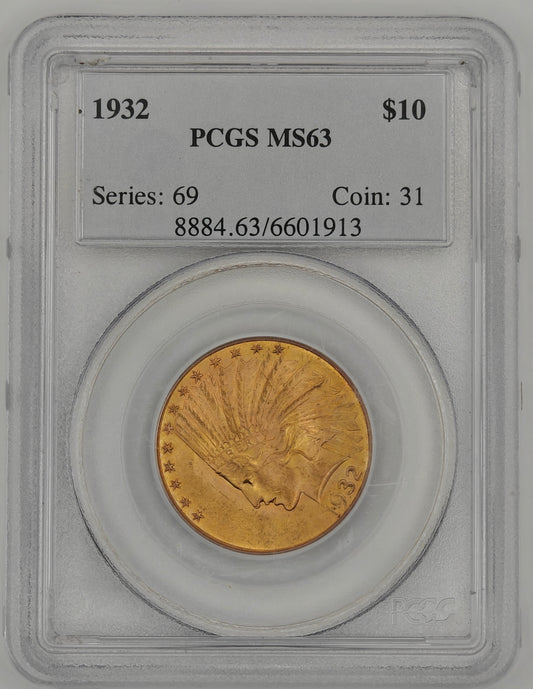 1932 $10 Gold Indian Eagle MS-63 PCGS
