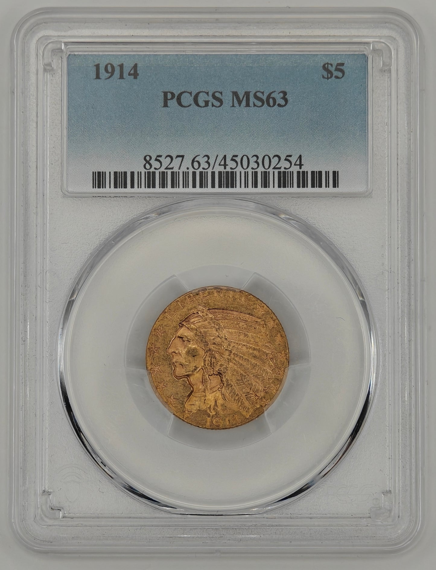 1914 $5 Gold Indian Half Eagle MS-63 PCGS