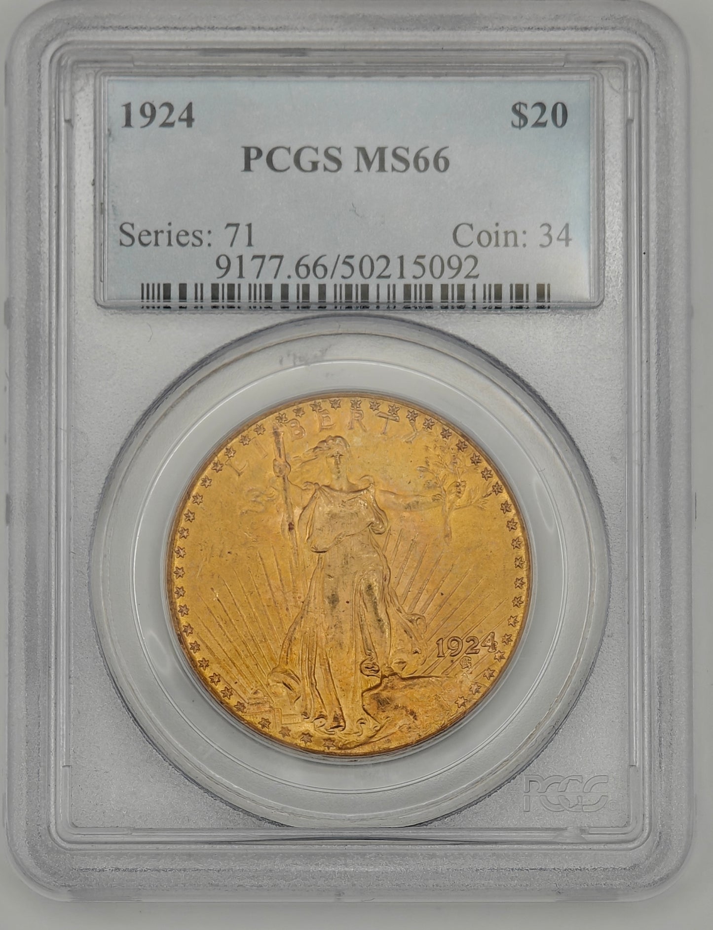 1924 $20 Gold St. Gauden's Double Eagle MS-66 PCGS