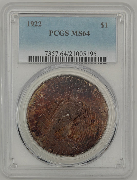 1922 Peace Dollar MS-64 PCGS (Beautiful Toning)