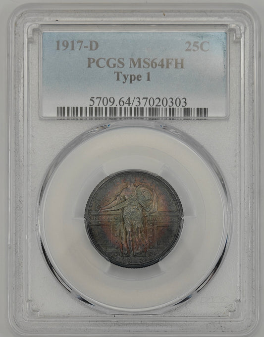 1917-D Standing Liberty Quarter Type-I MS-64 PCGS (Beautiful Toning)