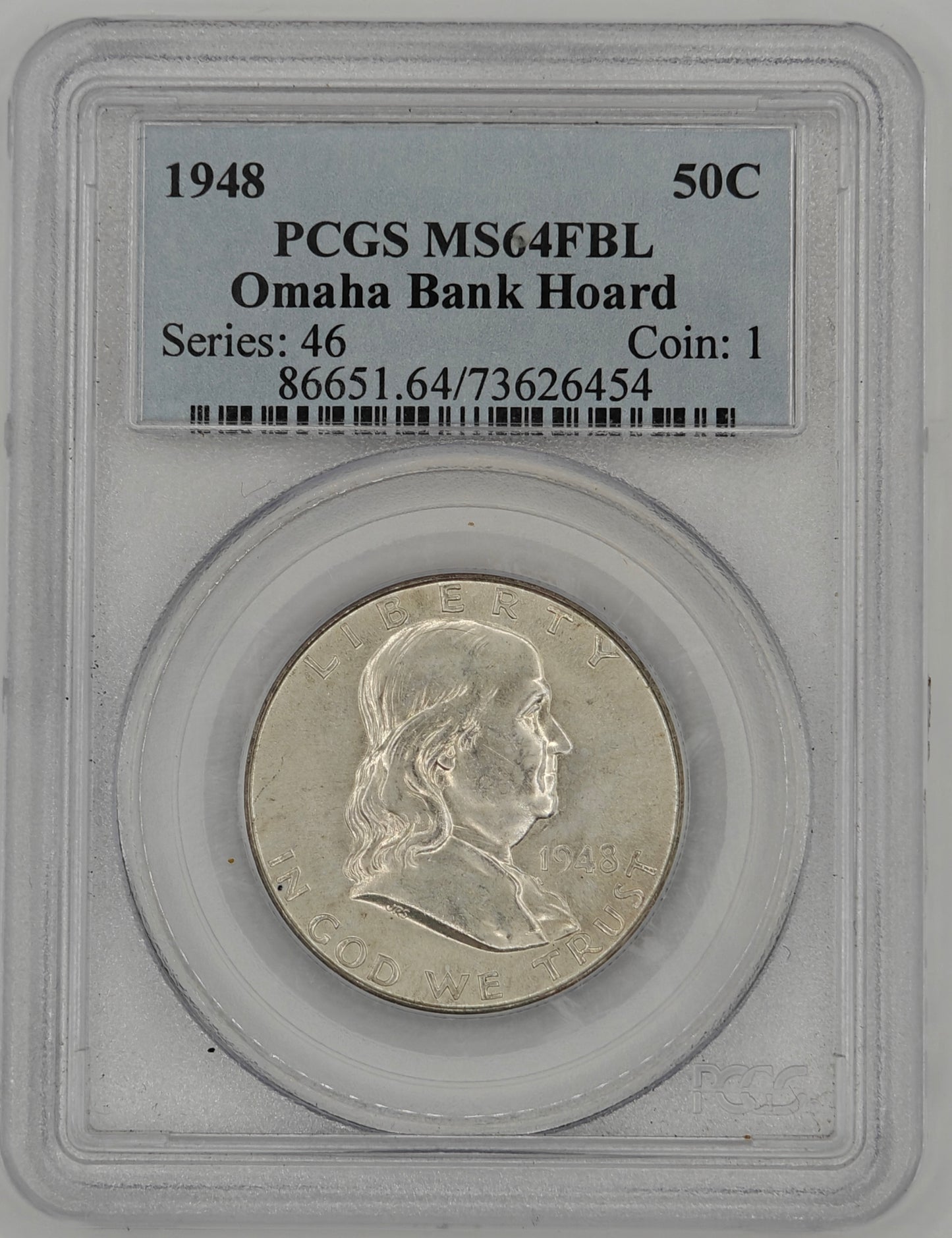 1948 Franklin Half Dollar MS-64 FBL PCGS (Omaha Bank Board)