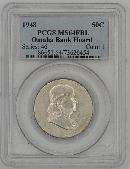 1948 Franklin Half Dollar MS-64 FBL PCGS (Omaha Bank Board)