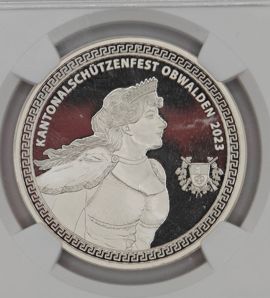 2023 Switzerland 50 Francs Obwalden Shooting Festival PF-69 UCAM NGC (Hab-116a)