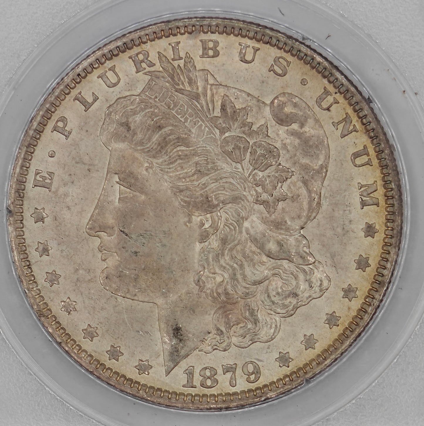 1879 Morgan Dollar MS-63 PCGS (Toned, Rattler)
