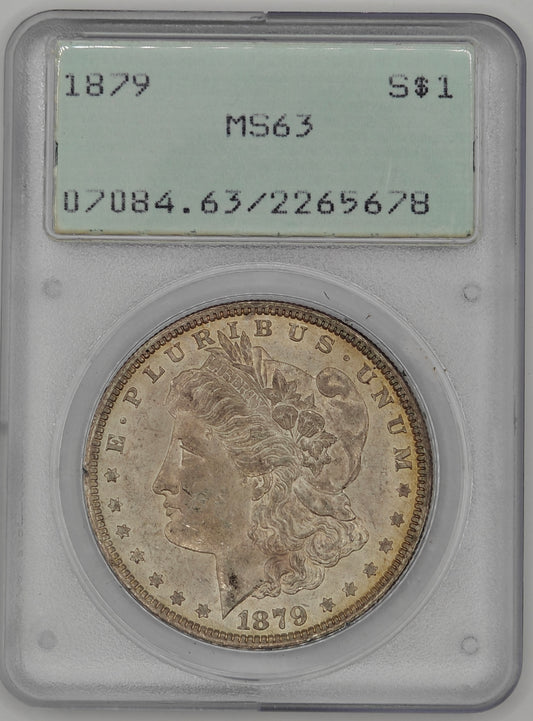 1879 Morgan Dollar MS-63 PCGS (Toned, Rattler)