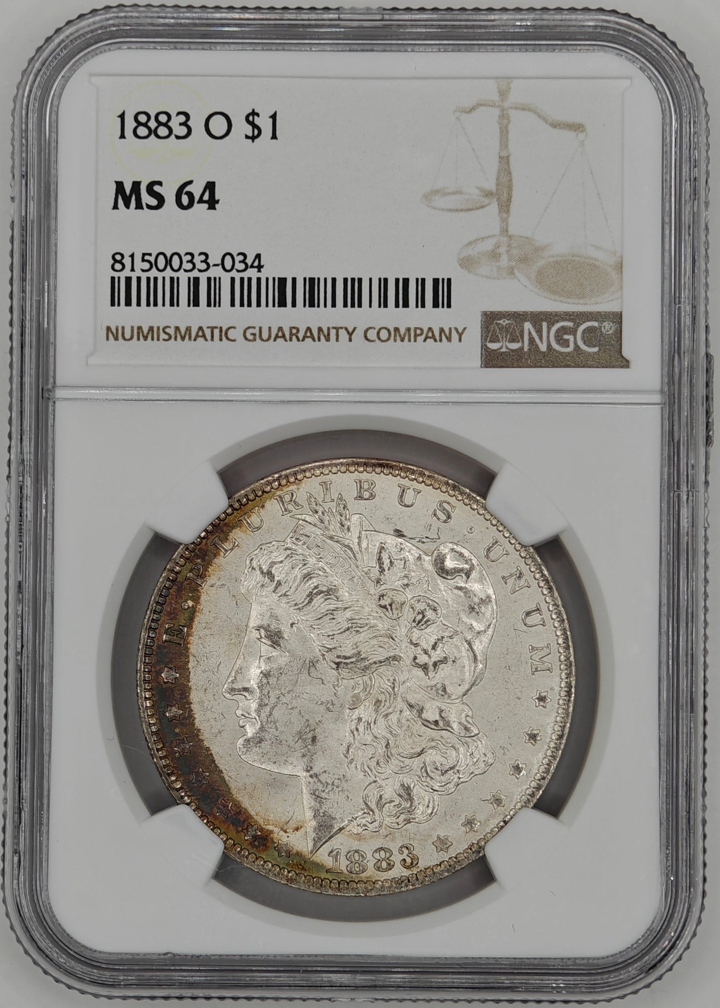 1883-O Morgan Dollar MS-64 NGC (Beautiful Toning)