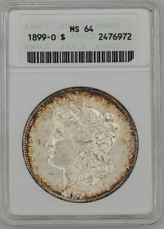 1899-O Morgan Dollar MS-64 ANACS (Beautiful Toning)