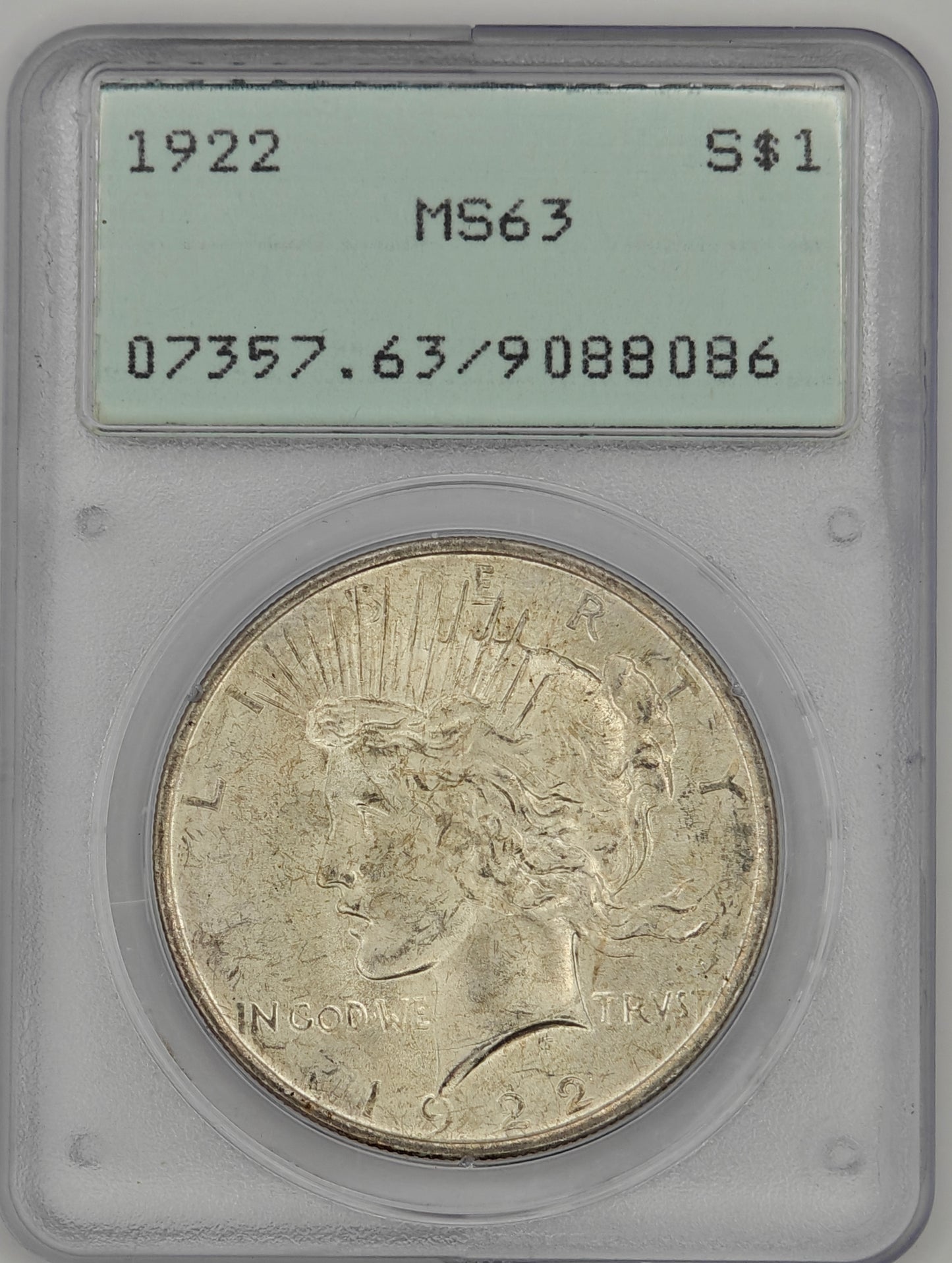 1922 Peace Dollar MS-63 PCGS (Rattler)