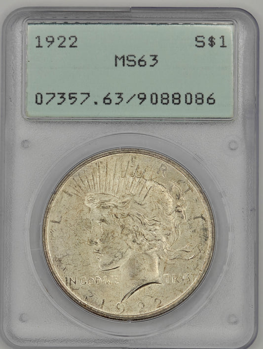 1922 Peace Dollar MS-63 PCGS (Rattler)