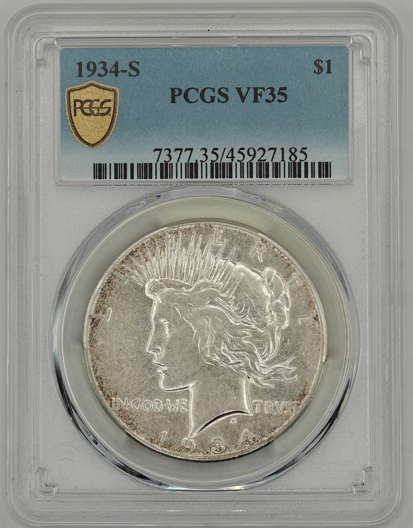 1934-S Peace Dollar VF-35 PCGS