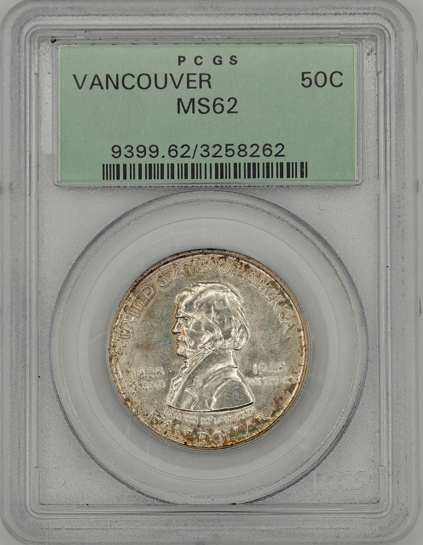 1925 Fort Vancouver Commemorative Half Dollar MS-62 PCGS (OGH)
