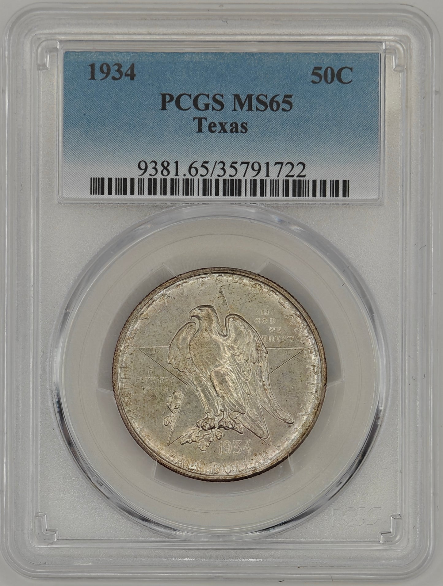 1934 Texas Centennial Commemorative Half Dollar MS-65 PCGS