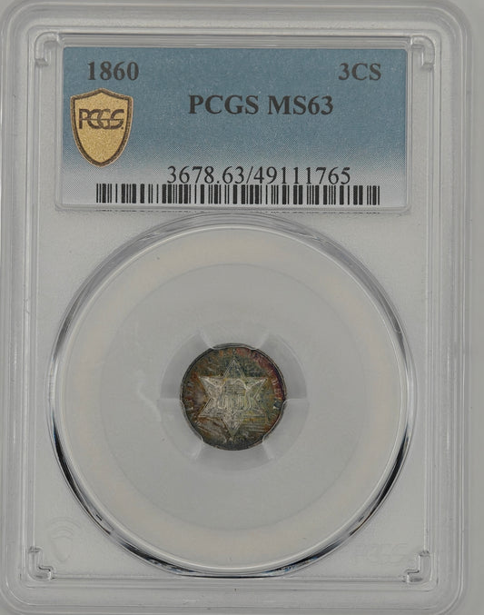 1860 Three Cent Silver MS-63 PCGS