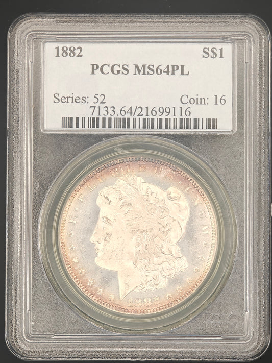 1882 Morgan Dollar MS-64 PL PCGS