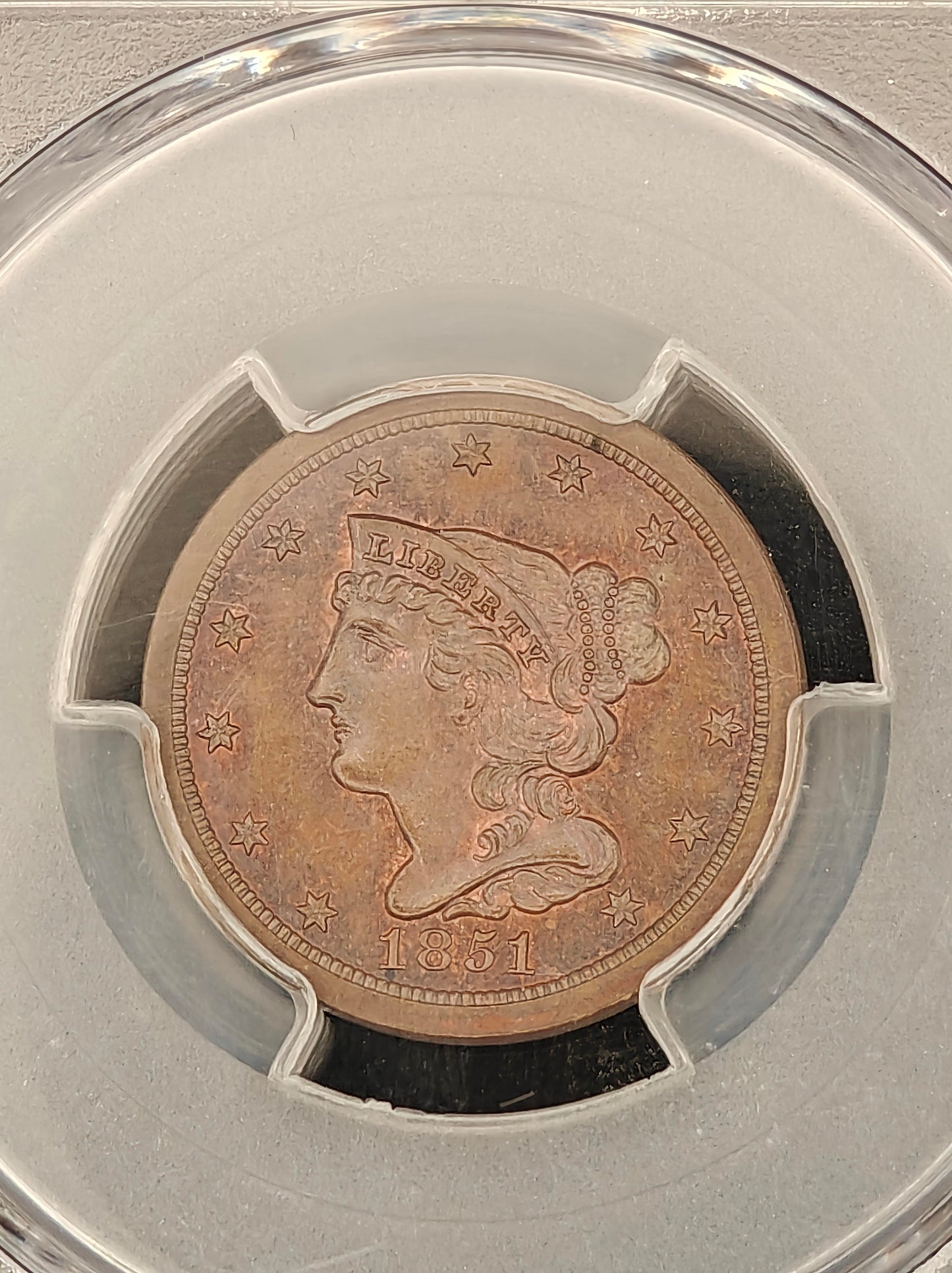 1851 Braided Hair Half Cent MS-63 PCGS (Brown)