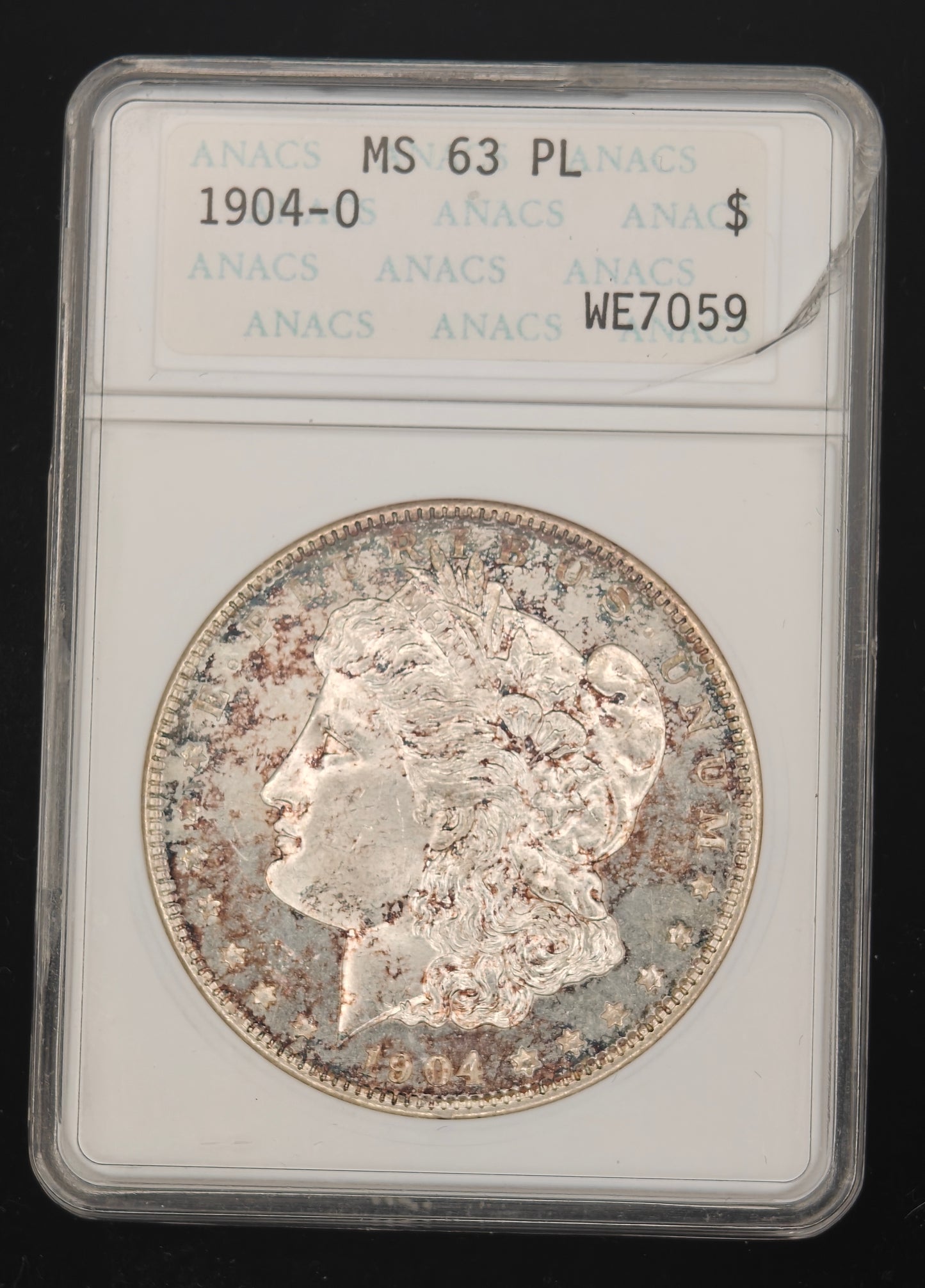 1904-O Morgan Dollar MS-63 PL ANACS (Beautiful Toning)